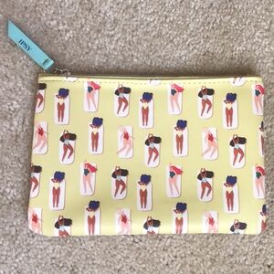 Cosmetic Bag, Yellow Sunbathers, 7” x 5”